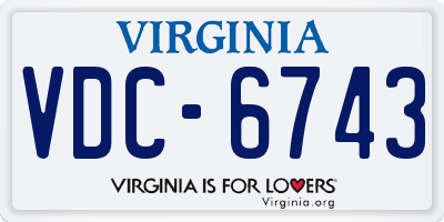 VA license plate VDC6743