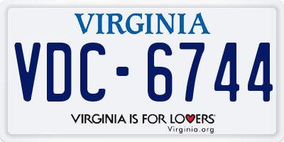 VA license plate VDC6744