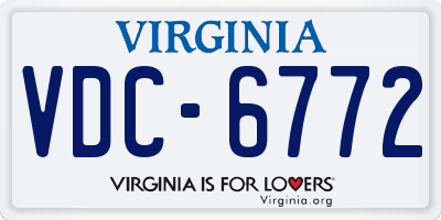 VA license plate VDC6772