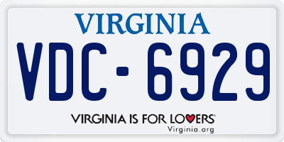 VA license plate VDC6929