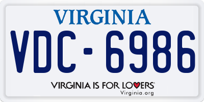 VA license plate VDC6986