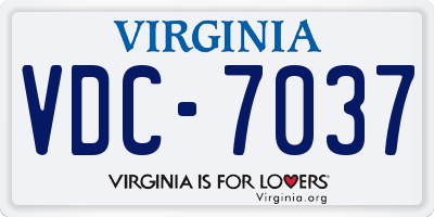 VA license plate VDC7037