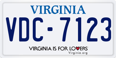 VA license plate VDC7123