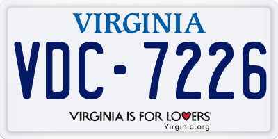 VA license plate VDC7226