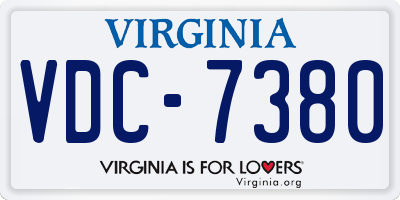 VA license plate VDC7380