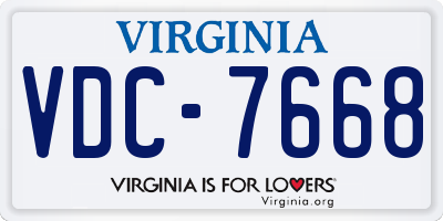 VA license plate VDC7668