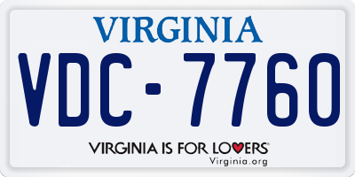 VA license plate VDC7760