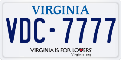 VA license plate VDC7777