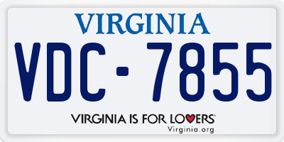 VA license plate VDC7855