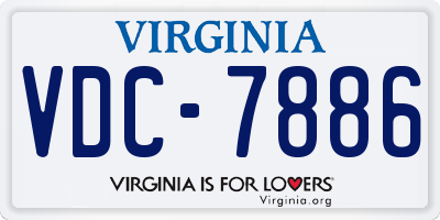 VA license plate VDC7886
