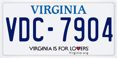 VA license plate VDC7904