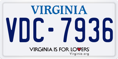 VA license plate VDC7936
