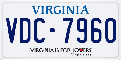 VA license plate VDC7960