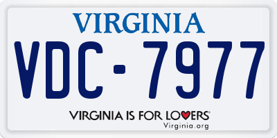 VA license plate VDC7977