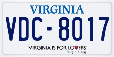 VA license plate VDC8017