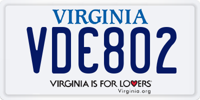 VA license plate VDC802