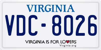 VA license plate VDC8026