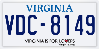 VA license plate VDC8149