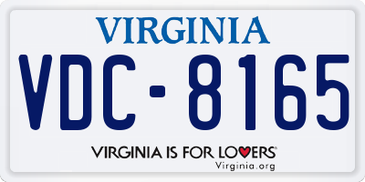VA license plate VDC8165