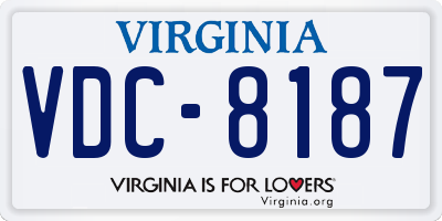 VA license plate VDC8187