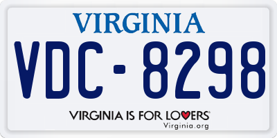 VA license plate VDC8298