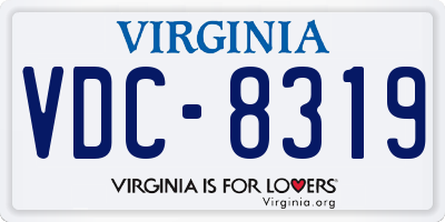 VA license plate VDC8319