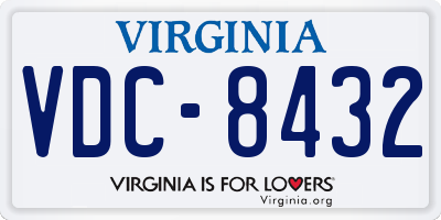 VA license plate VDC8432