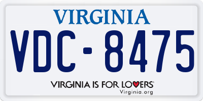 VA license plate VDC8475