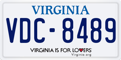 VA license plate VDC8489