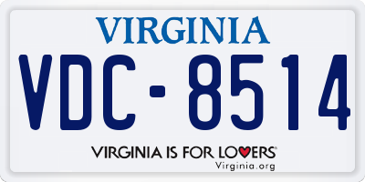 VA license plate VDC8514