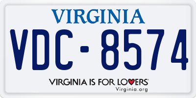 VA license plate VDC8574
