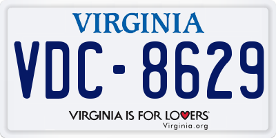 VA license plate VDC8629