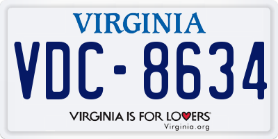 VA license plate VDC8634