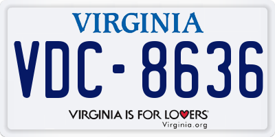 VA license plate VDC8636