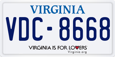 VA license plate VDC8668