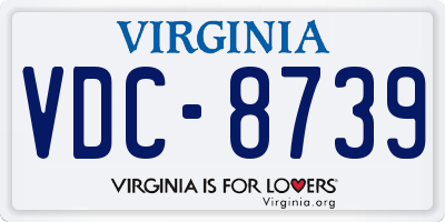 VA license plate VDC8739