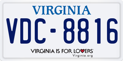 VA license plate VDC8816