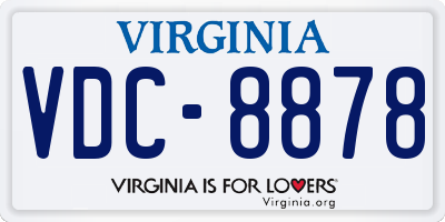 VA license plate VDC8878