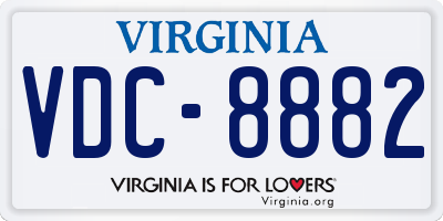 VA license plate VDC8882