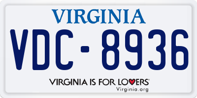 VA license plate VDC8936