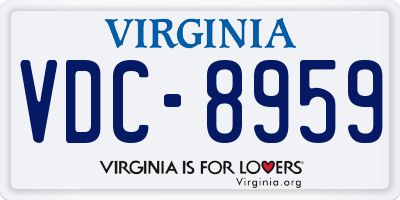 VA license plate VDC8959