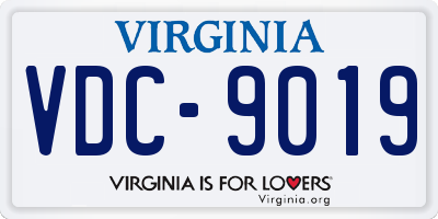 VA license plate VDC9019