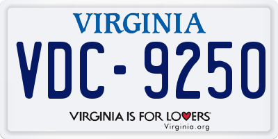 VA license plate VDC9250