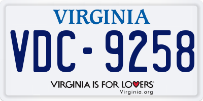 VA license plate VDC9258