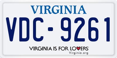 VA license plate VDC9261