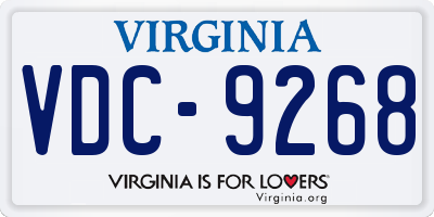 VA license plate VDC9268