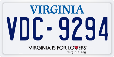 VA license plate VDC9294