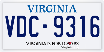 VA license plate VDC9316