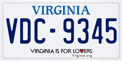 VA license plate VDC9345