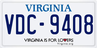 VA license plate VDC9408